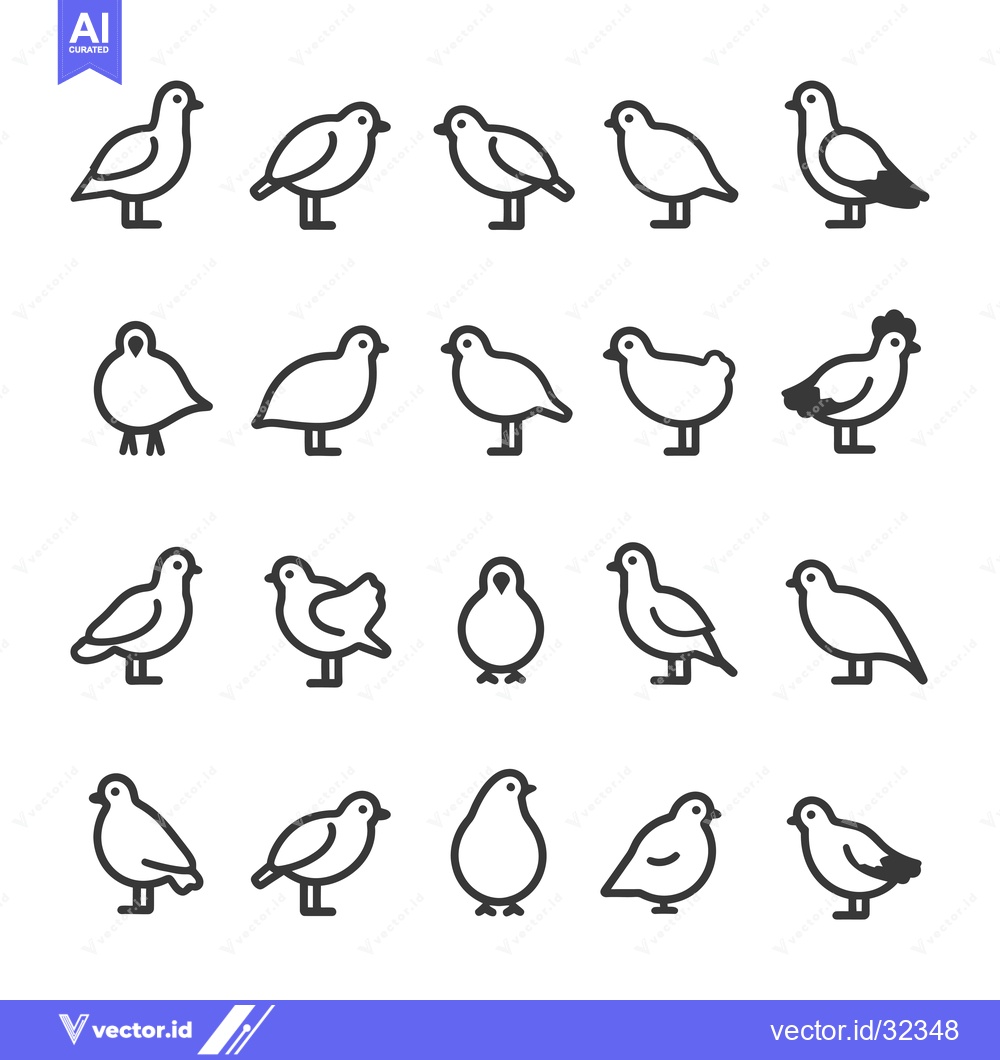 Premium Vector dari Collection of Bird Icons in Outline Style