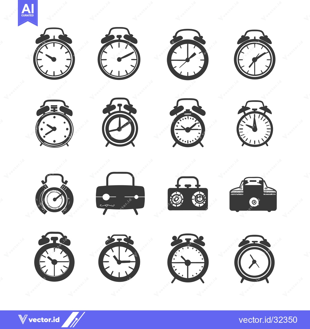 Premium Vector dari Collection of Black and White Alarm Clock and Timer Icons