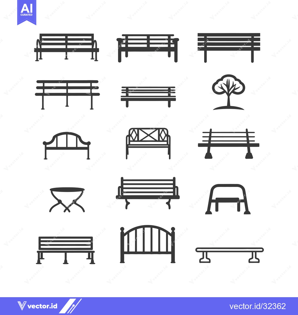 Premium Vector dari Collection of Black and White Bench Icons