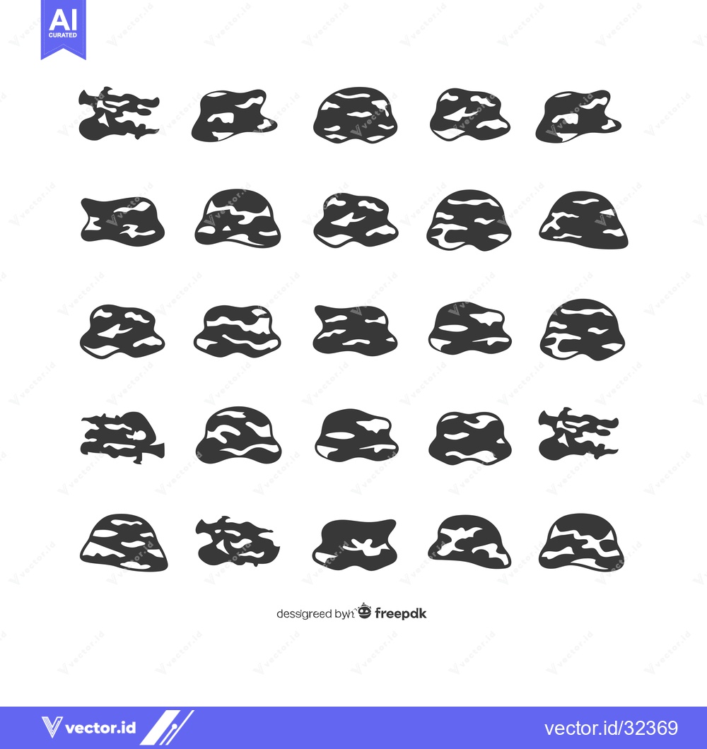 Premium Vector dari Collection of Black and White Camouflage Patterns
