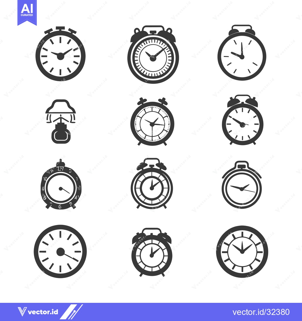 Premium Vector dari Collection of Black and White Clock Icons