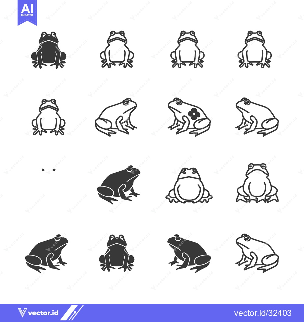 Premium Vector dari Collection of Black and White Frog Illustrations in Various Poses