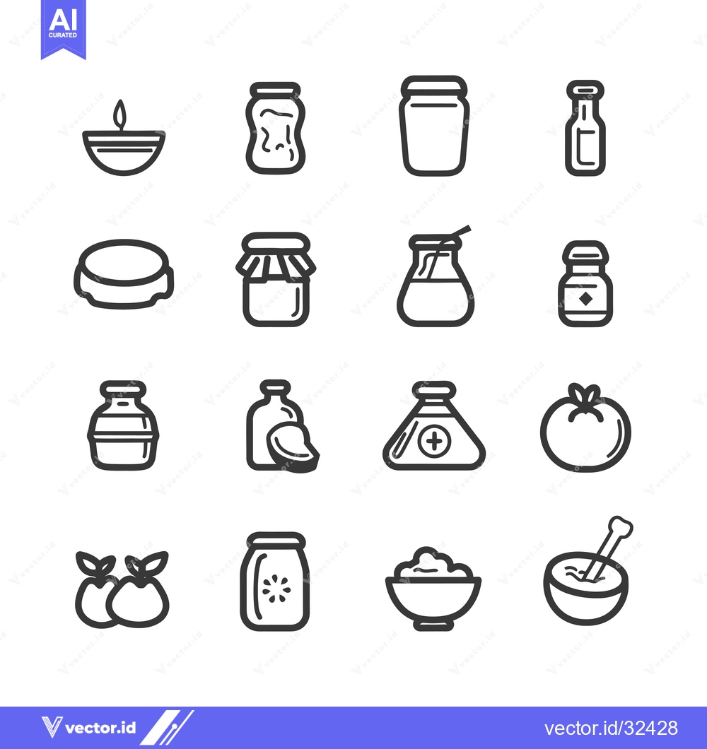 Premium Vector of Collection of Black and White Icons Representing Jars, Bottles, and Ot