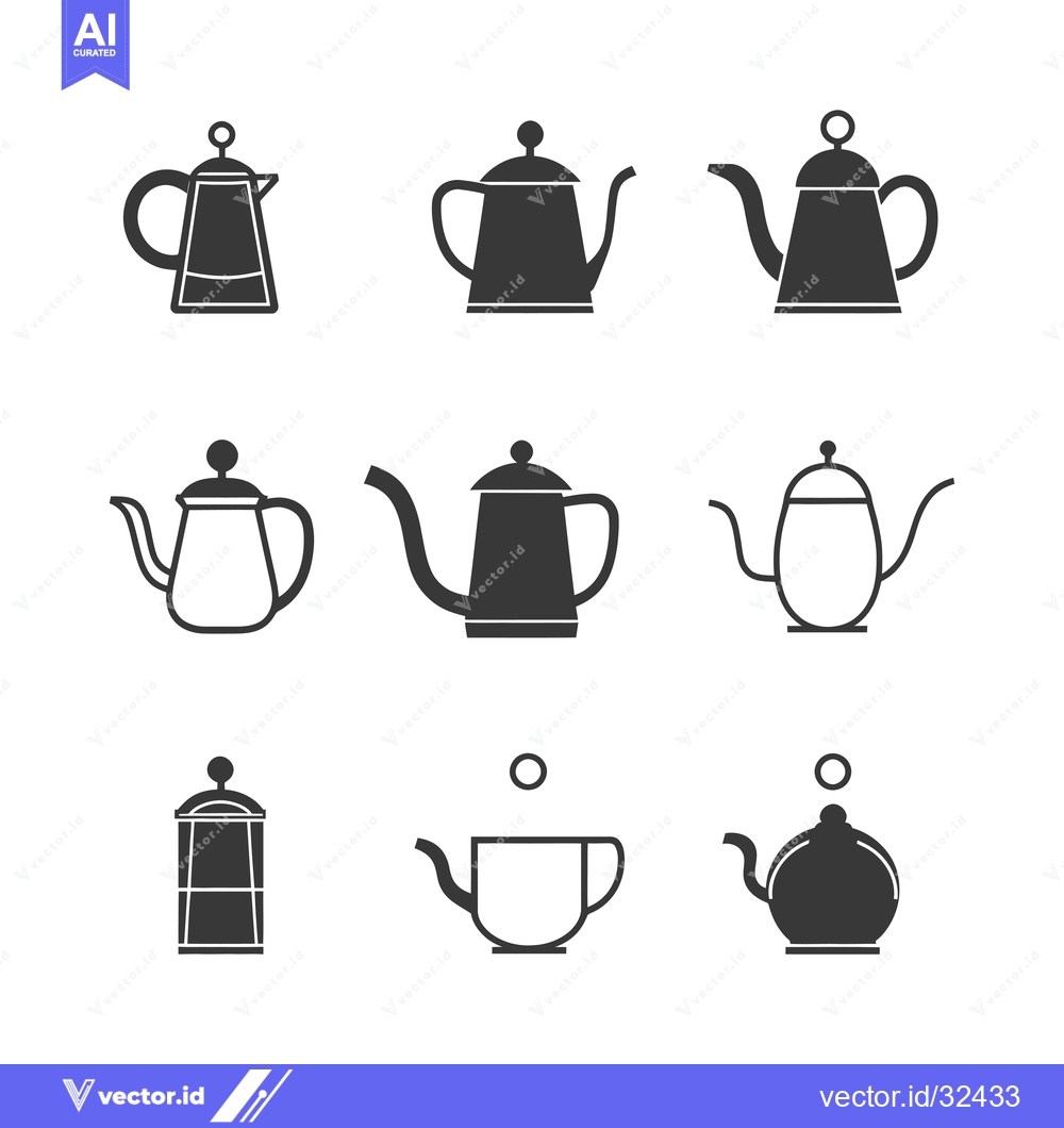 Premium Vector dari Collection of Black and White Kettle and Teapot Silhouettes