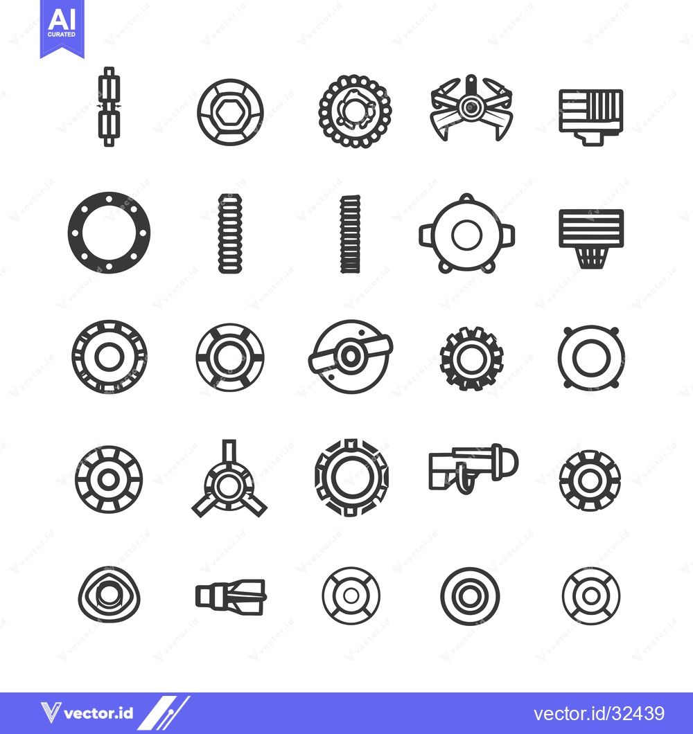 Premium Vector dari Collection of Black and White Linear Icons Depicting Circular Shapes