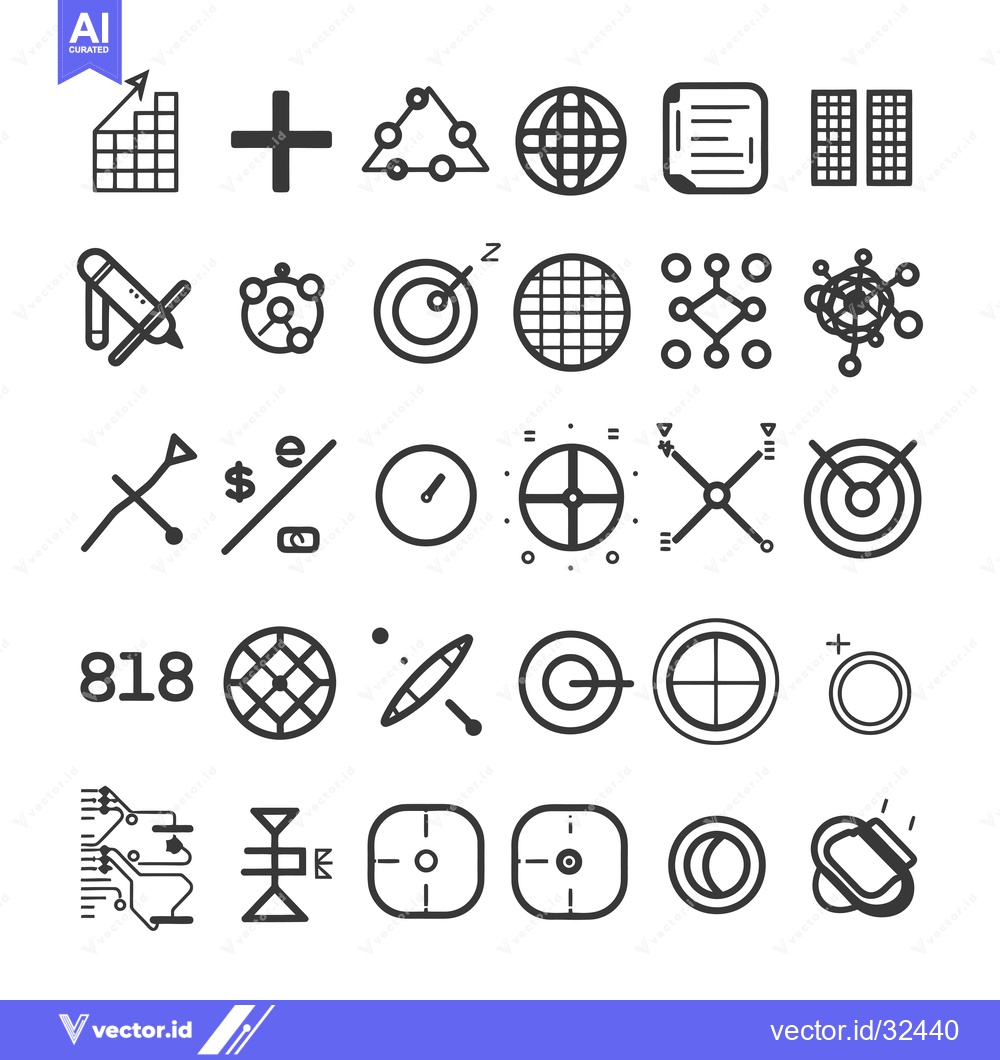 Premium Vector dari Collection of Black and White Line Art Icons