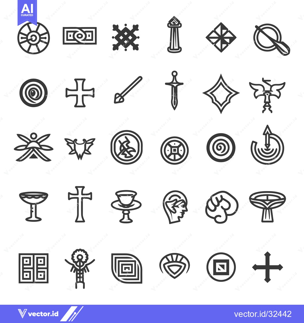 Premium Vector of Collection of Black and White Line Art Symbols