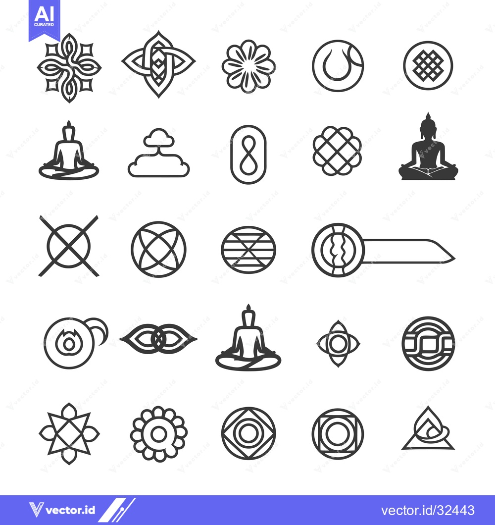 Premium Vector dari Collection of Black and White Line Art Symbols and Icons