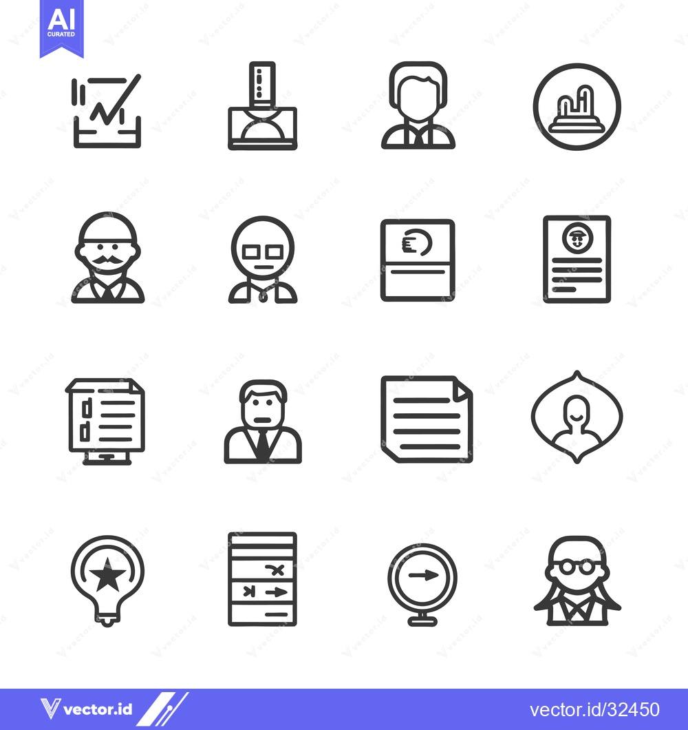 Premium Vector dari Collection of Black and White Line Icons for Business and Technology
