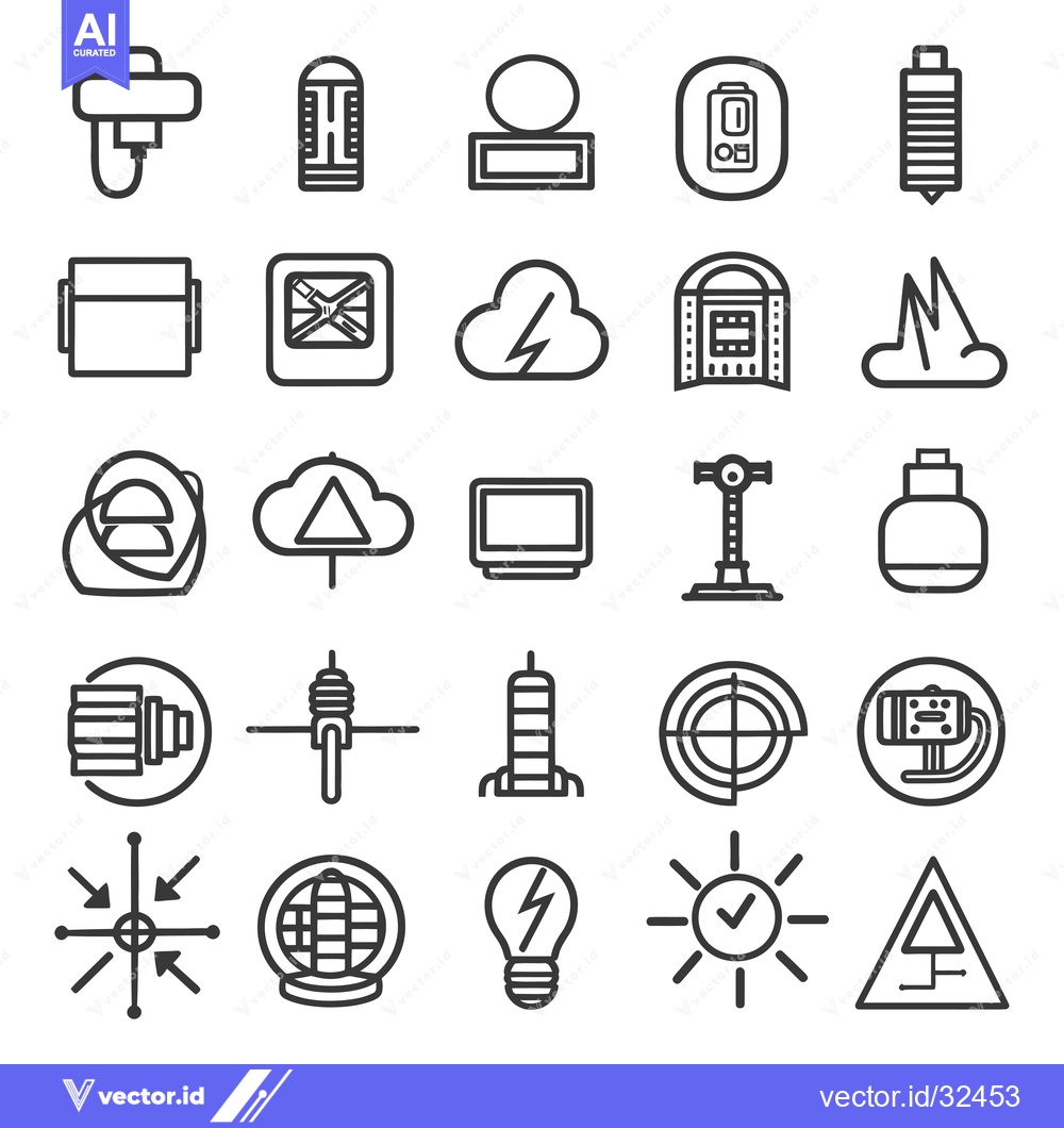 Premium Vector dari Collection of Black and White Line Icons on a White Background