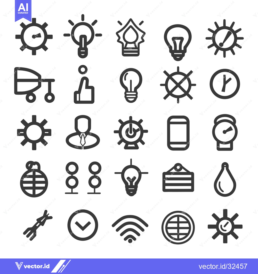 Premium Vector dari Collection of Black and White Line Icons Related to Time, Light, and S
