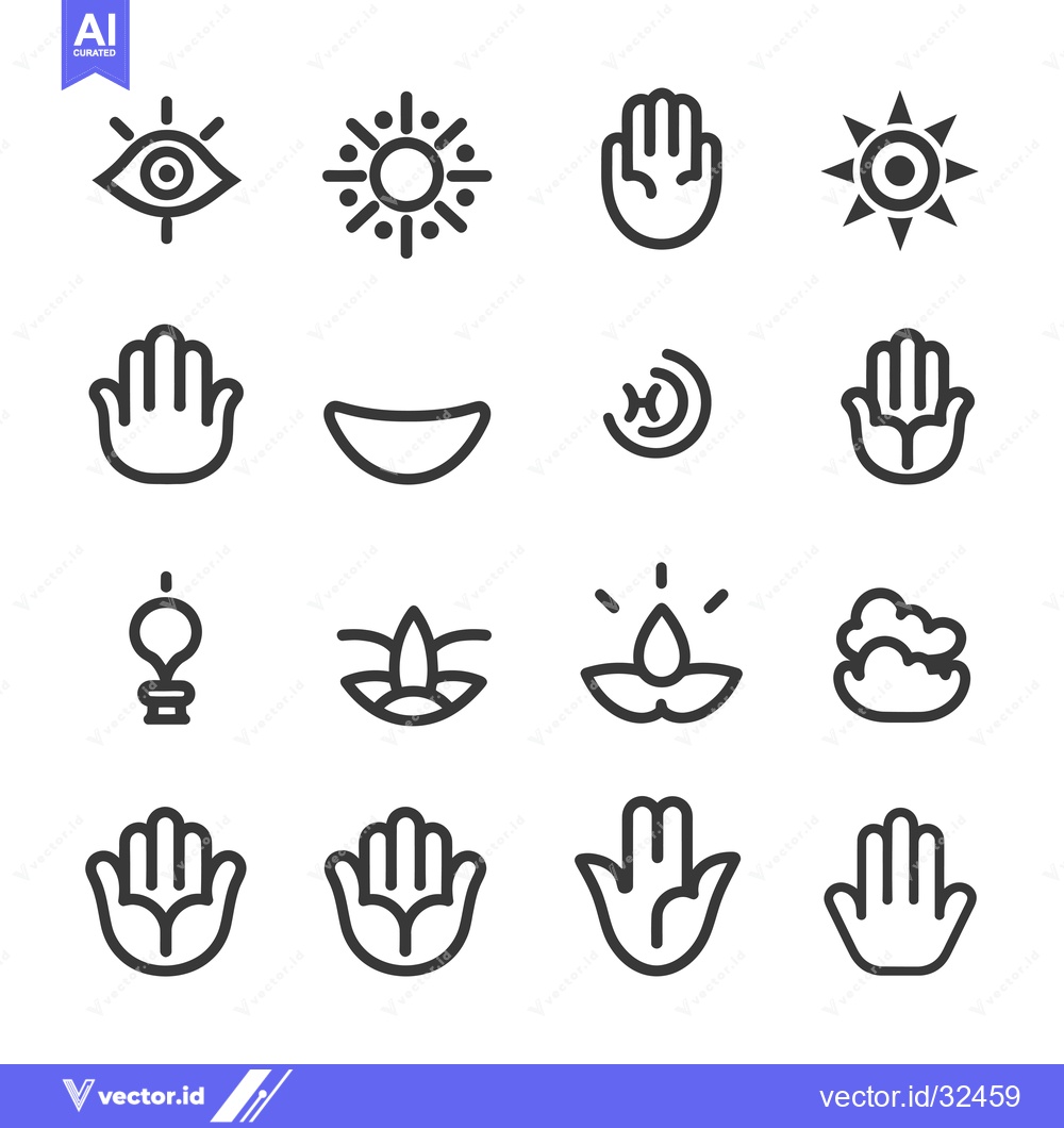 Premium Vector of Collection of Black and White Line Icons Representing Spiritual and My