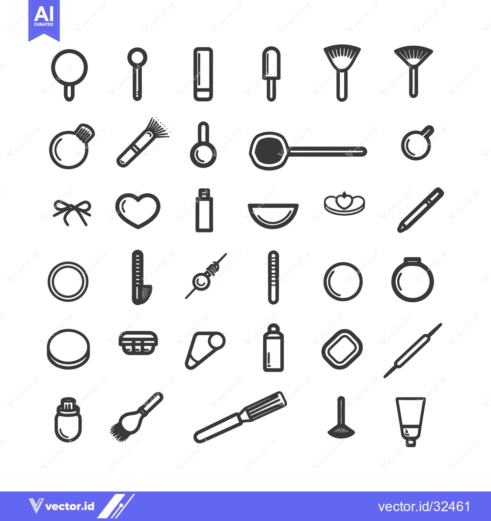 Premium Vector dari Collection of Black and White Makeup and Beauty Icons