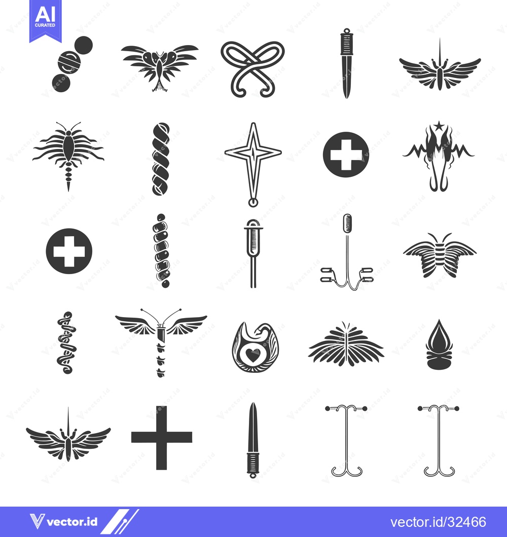 Premium Vector dari Collection of Black and White Medical Symbol Illustrations