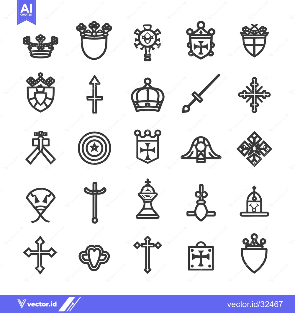 Premium Vector dari Collection of Black and White Medieval and Religious Icons