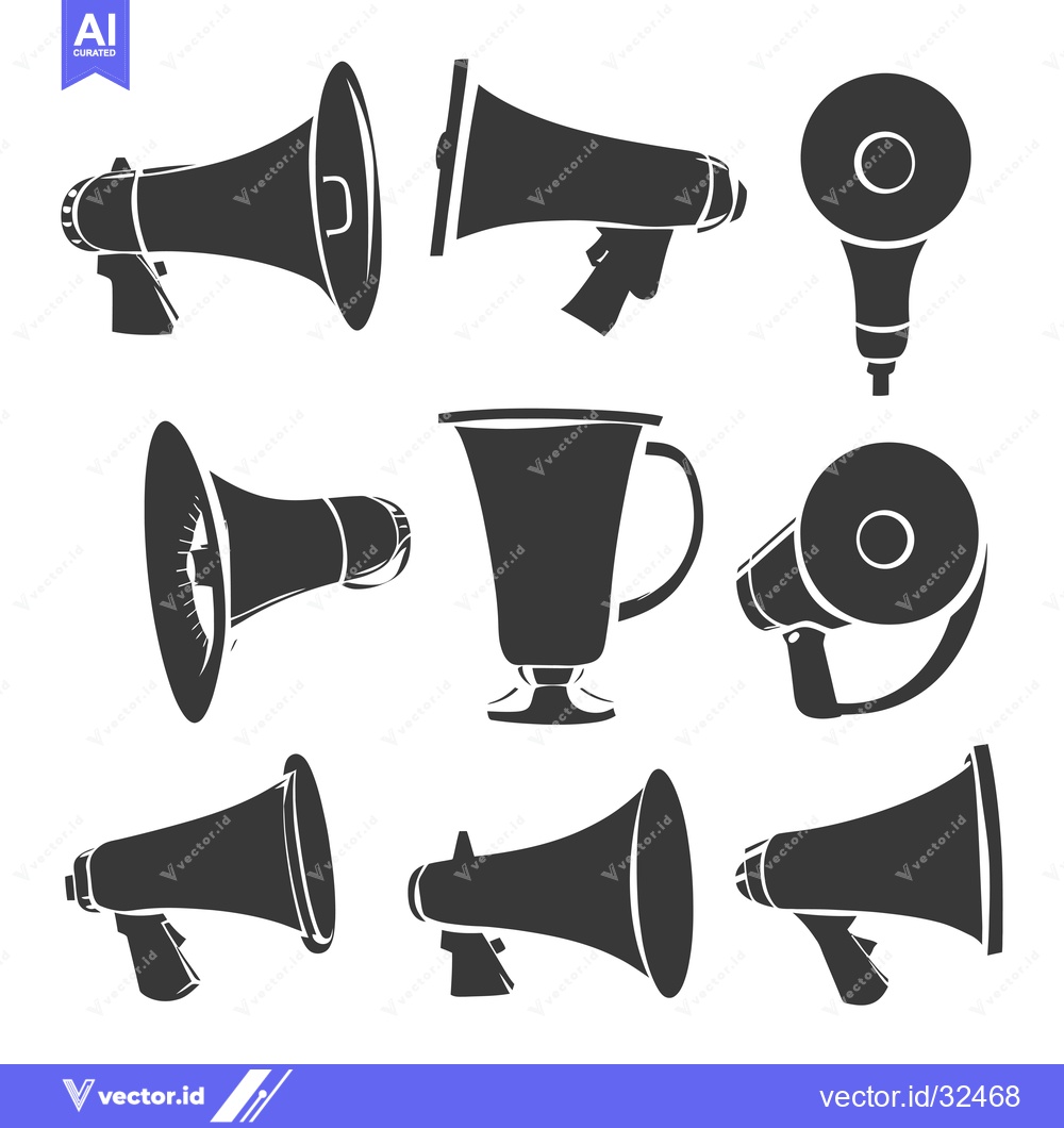Premium Vector dari Collection of Black and White Megaphone Illustrations