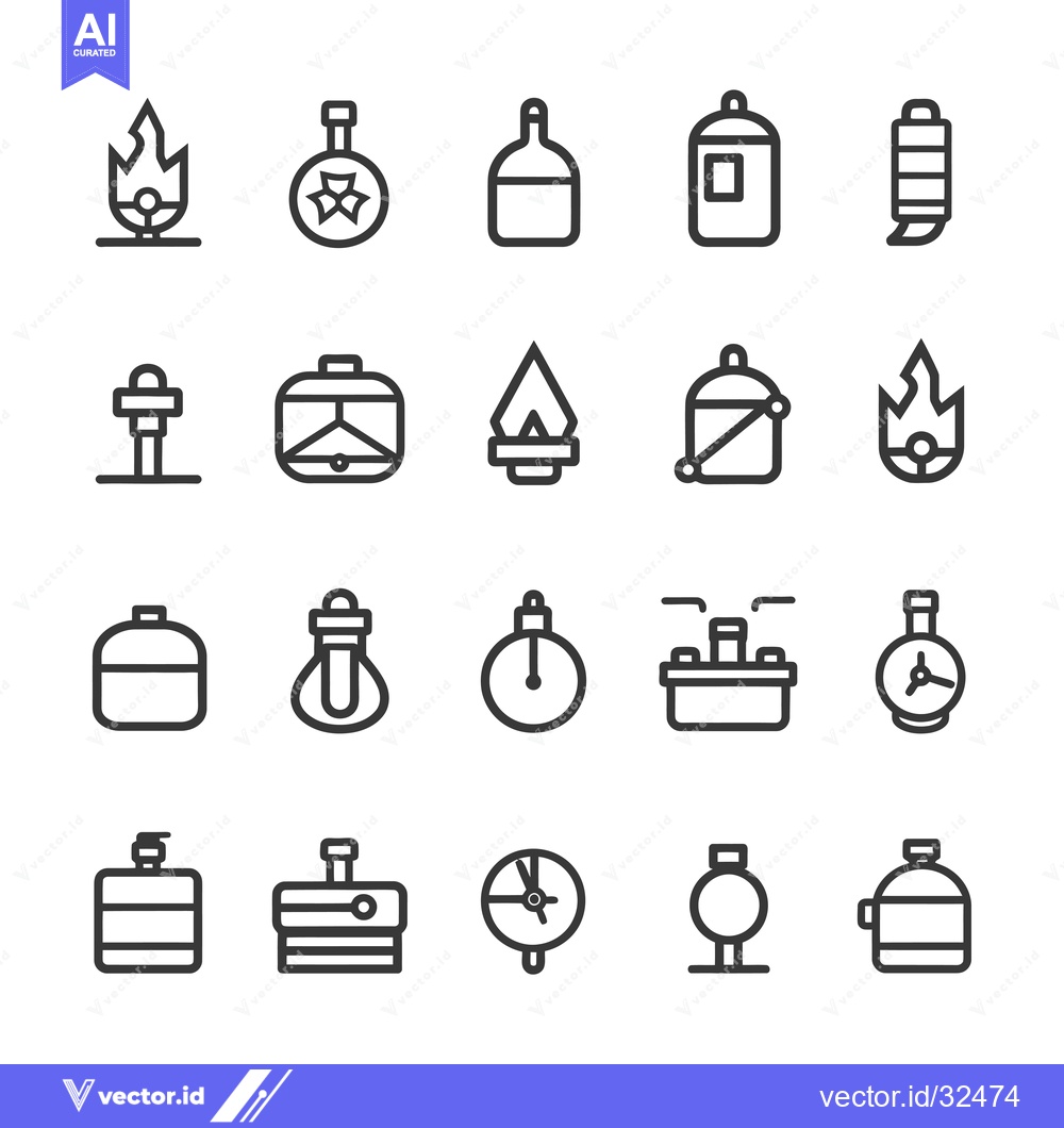 Premium Vector dari Collection of Black and White Outline Icons Depicting Various Objects