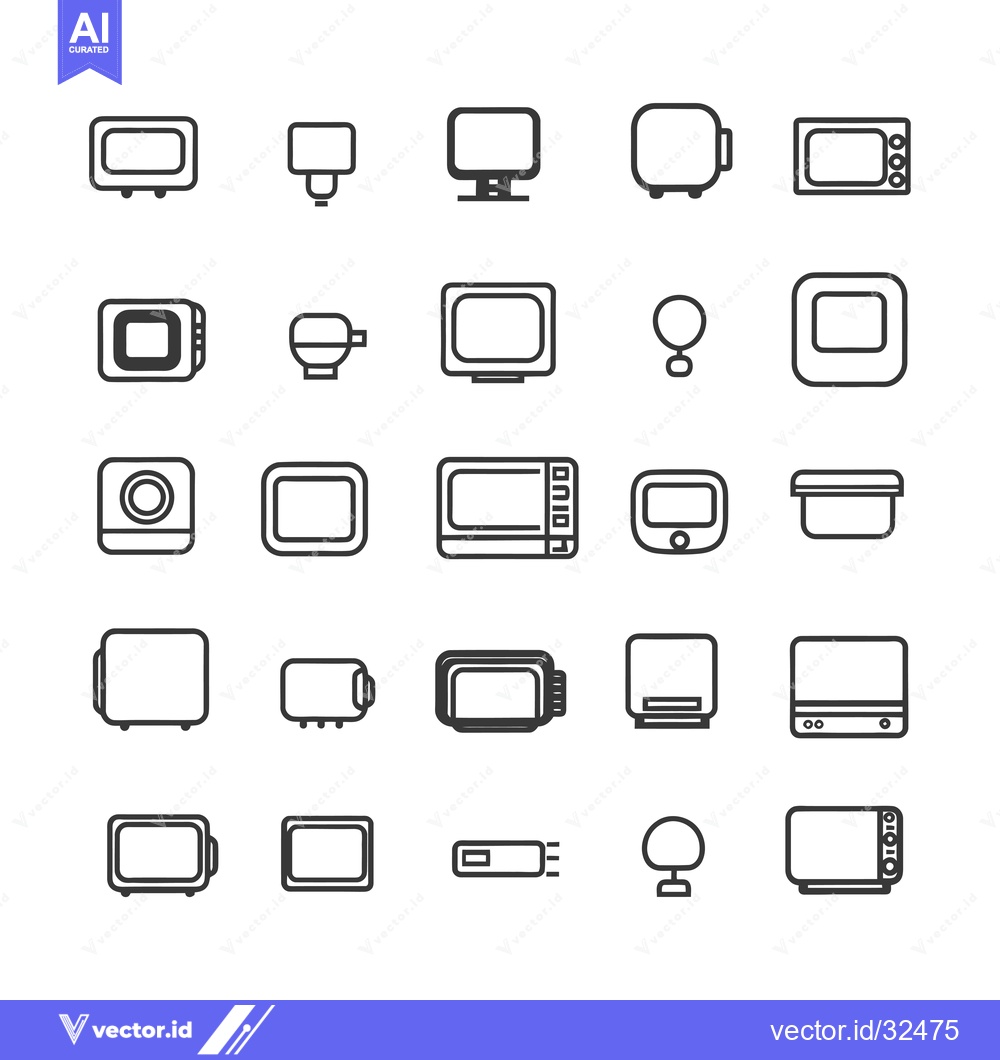 Premium Vector of Collection of Black and White Outline Icons for Home Appliances