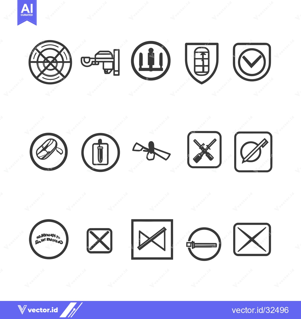 Premium Vector dari Collection of Black and White Security and Safety Symbols