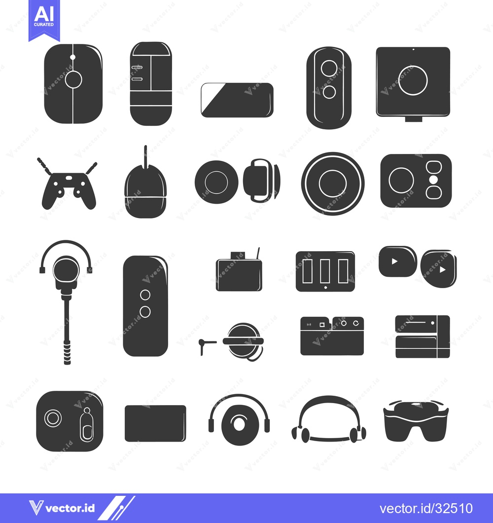 Premium Vector dari Collection of Black and White Silhouettes of Electronic Devices