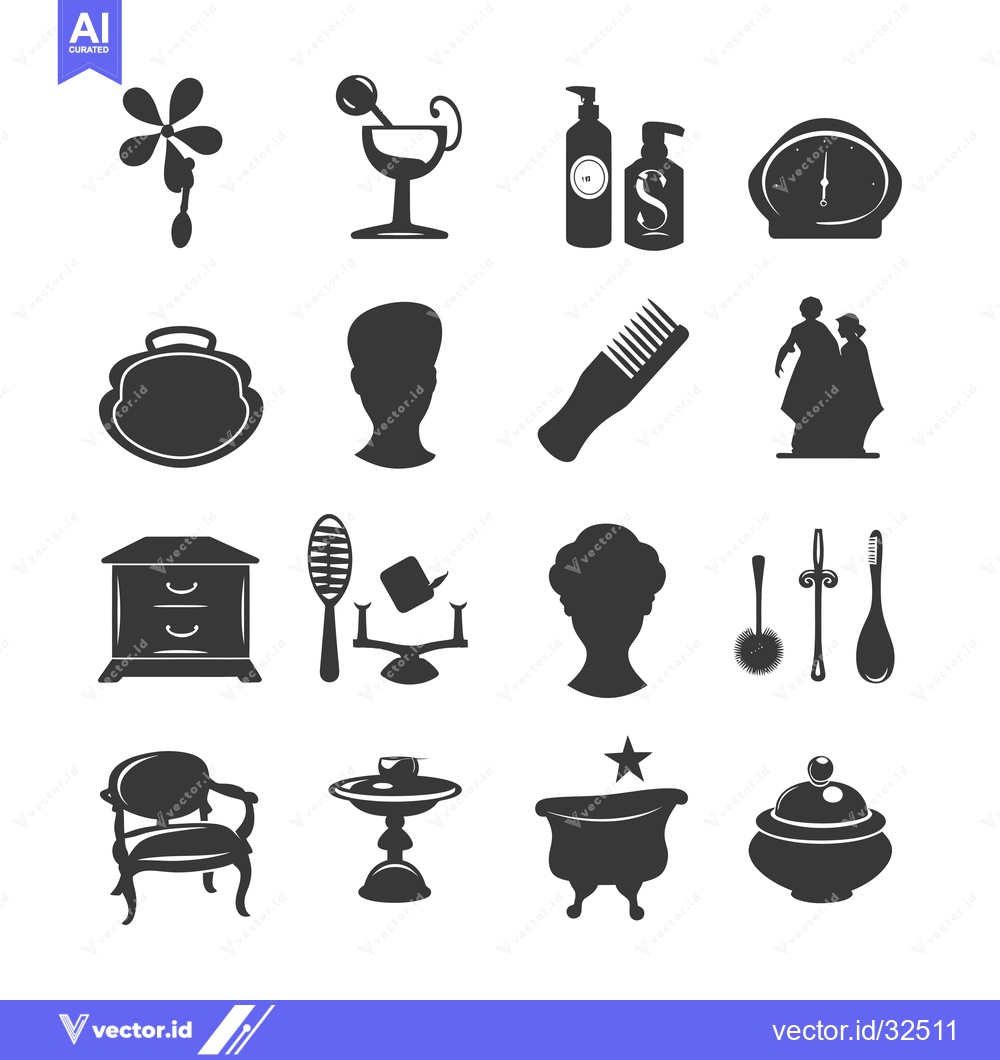 Premium Vector dari Collection of Black and White Silhouettes of Everyday Objects