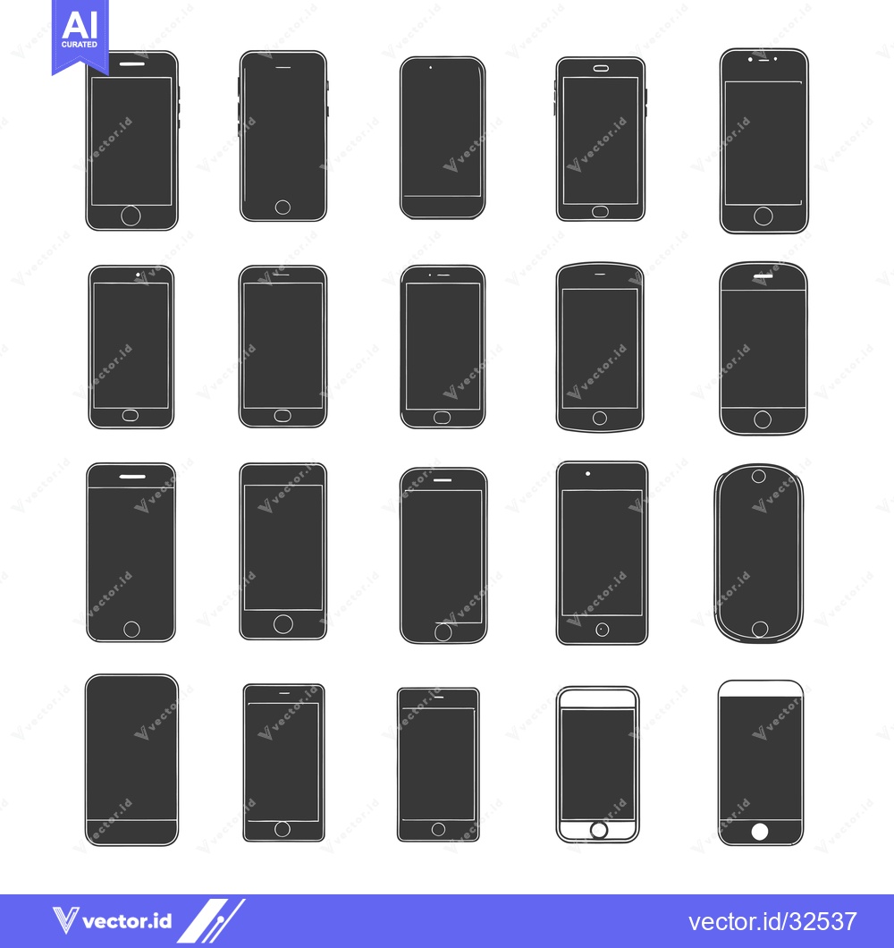 Premium Vector dari Collection of Black and White Smartphone Icons
