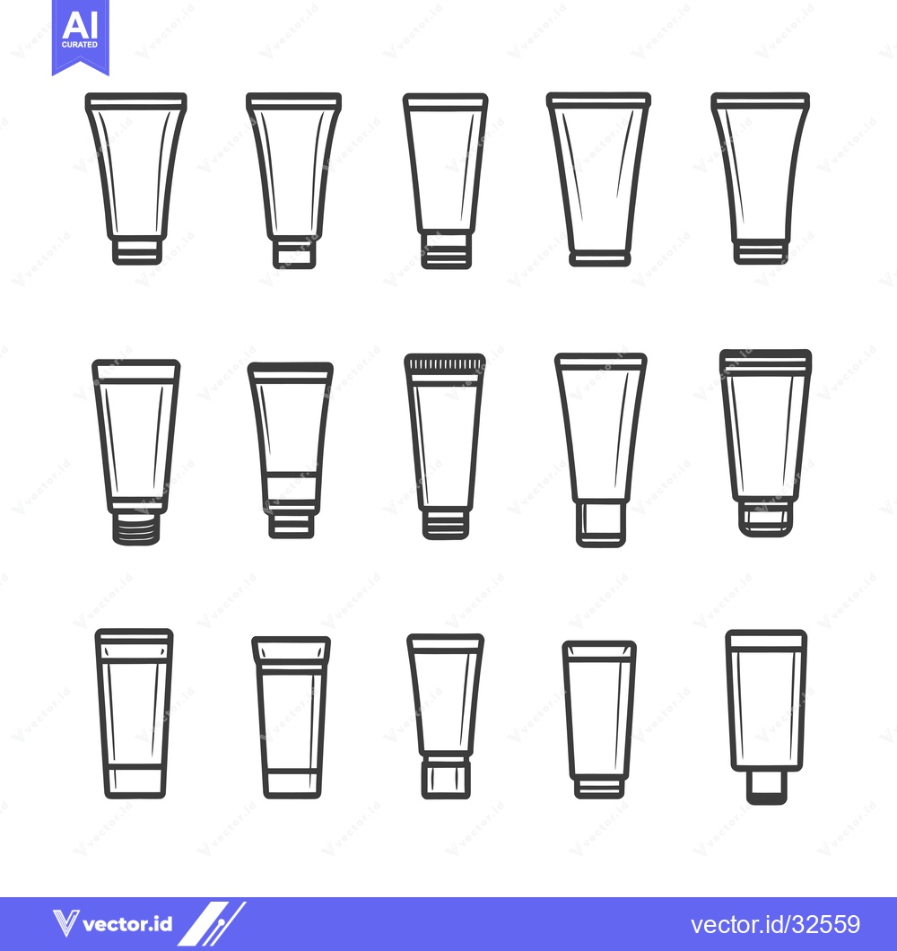 Premium Vector dari Collection of Black and White Tube Container Icons