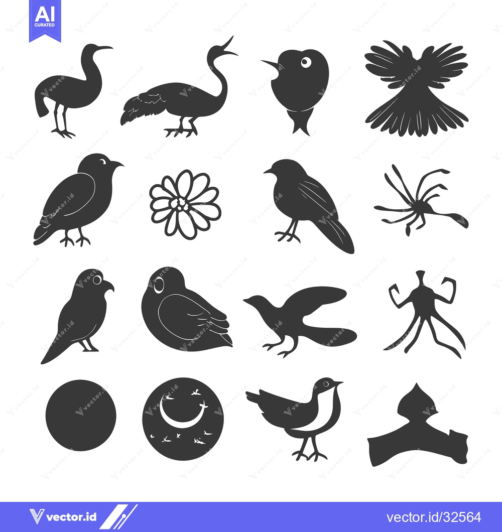Premium Vector of Collection of Black Bird Silhouettes with Various Shapes and Poses
