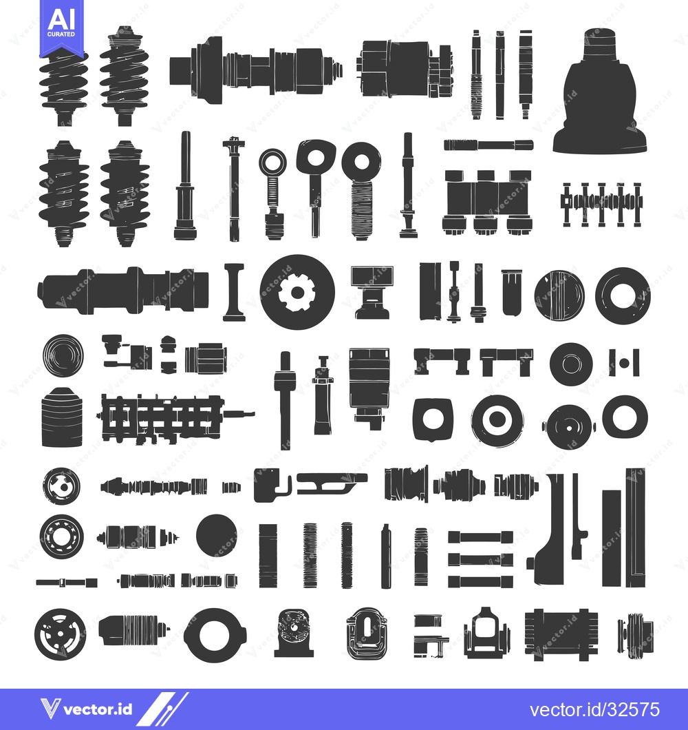 Premium Vector dari Collection of Black Silhouettes of Auto Parts