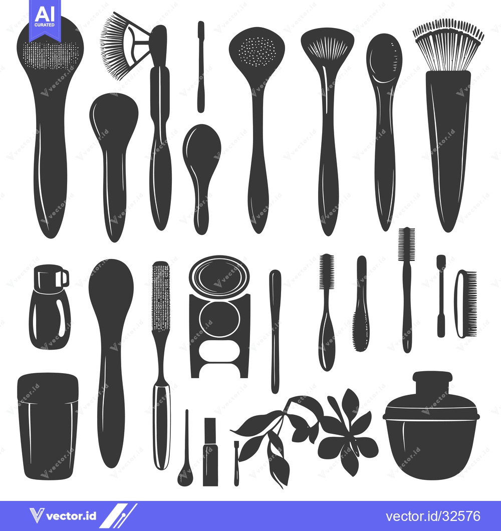 Premium Vector of Collection of Black Silhouettes of Beauty Tools and Accessories