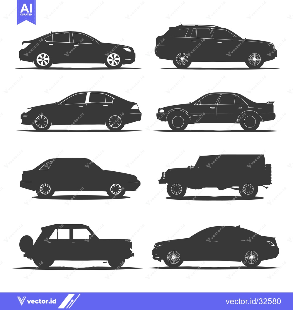 Premium Vector of Collection of Black Silhouettes of Different Car Types