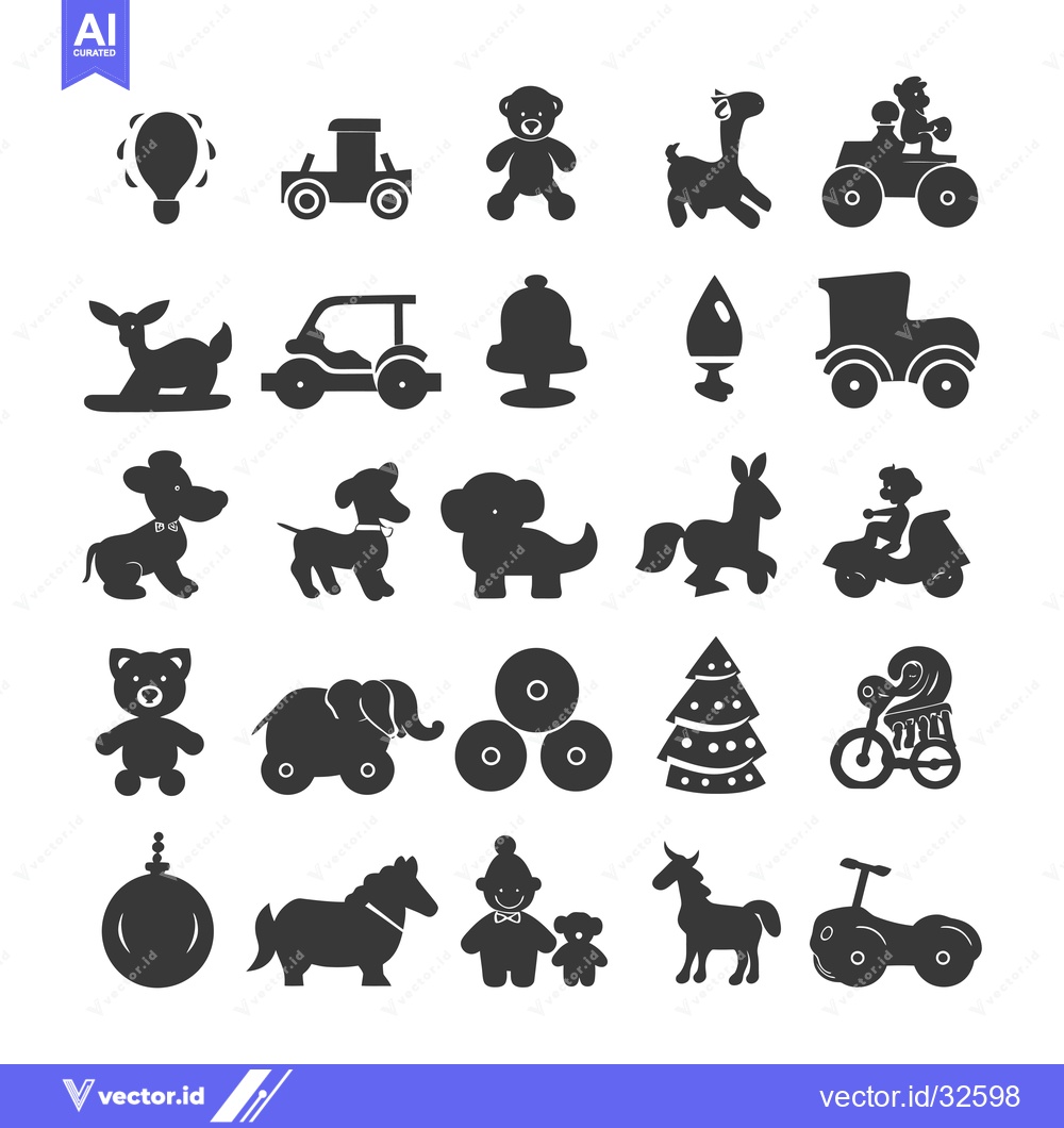 Premium Vector dari Collection of Black Silhouette Toy Icons
