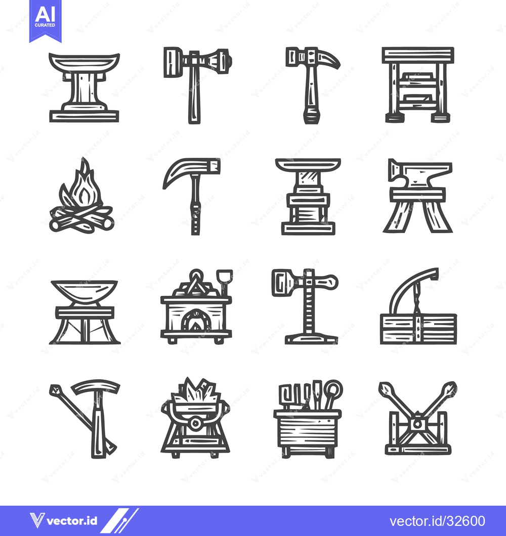 Premium Vector dari Blacksmithing Tools and Equipment - A Detailed Vector Illustration Set