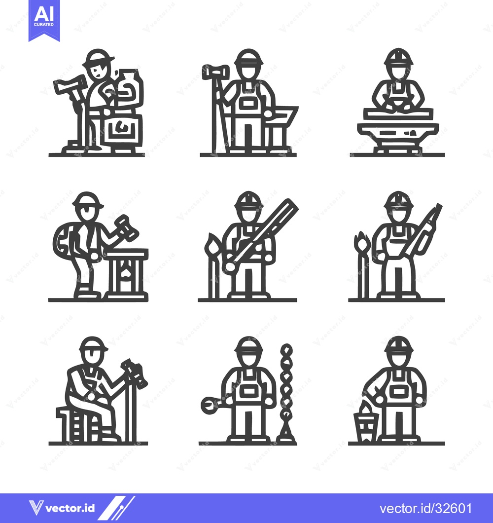 Premium Vector of Artisan Craftsmen - A Collection of Line Art Illustrations Depicting V