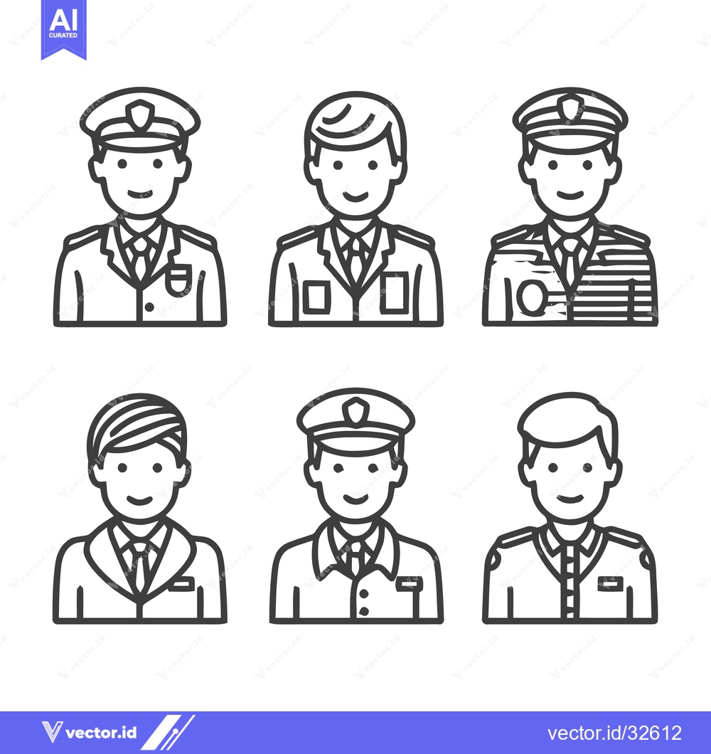Premium Vector of Six Uniformed Professionals - A Diverse Collection of Police Officers