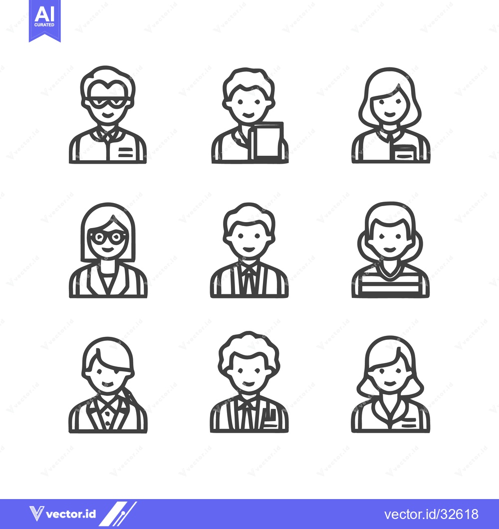 Premium Vector of Diverse professional portraits - A collection of stylized human icons.