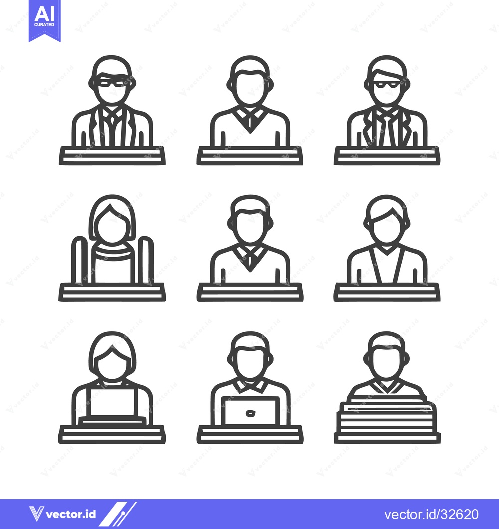 Premium Vector dari Office workers icons set representing different professions and roles