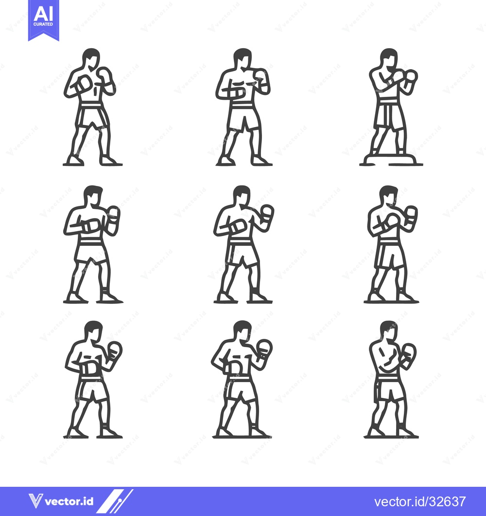 Premium Vector dari Boxer Poses - A Collection of Boxing Fighter Illustrations.