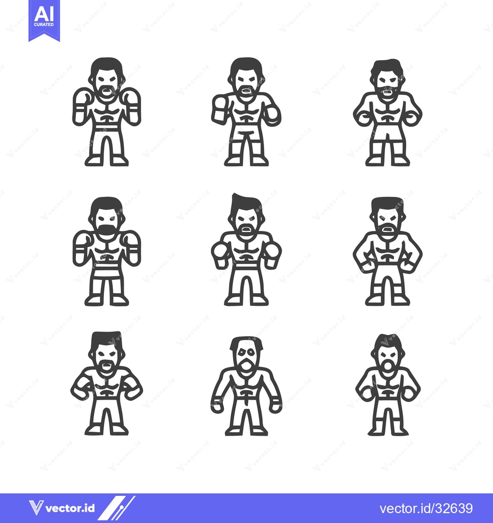 Premium Vector dari Boxers in Various Poses - A Collection of Muscular Figures.