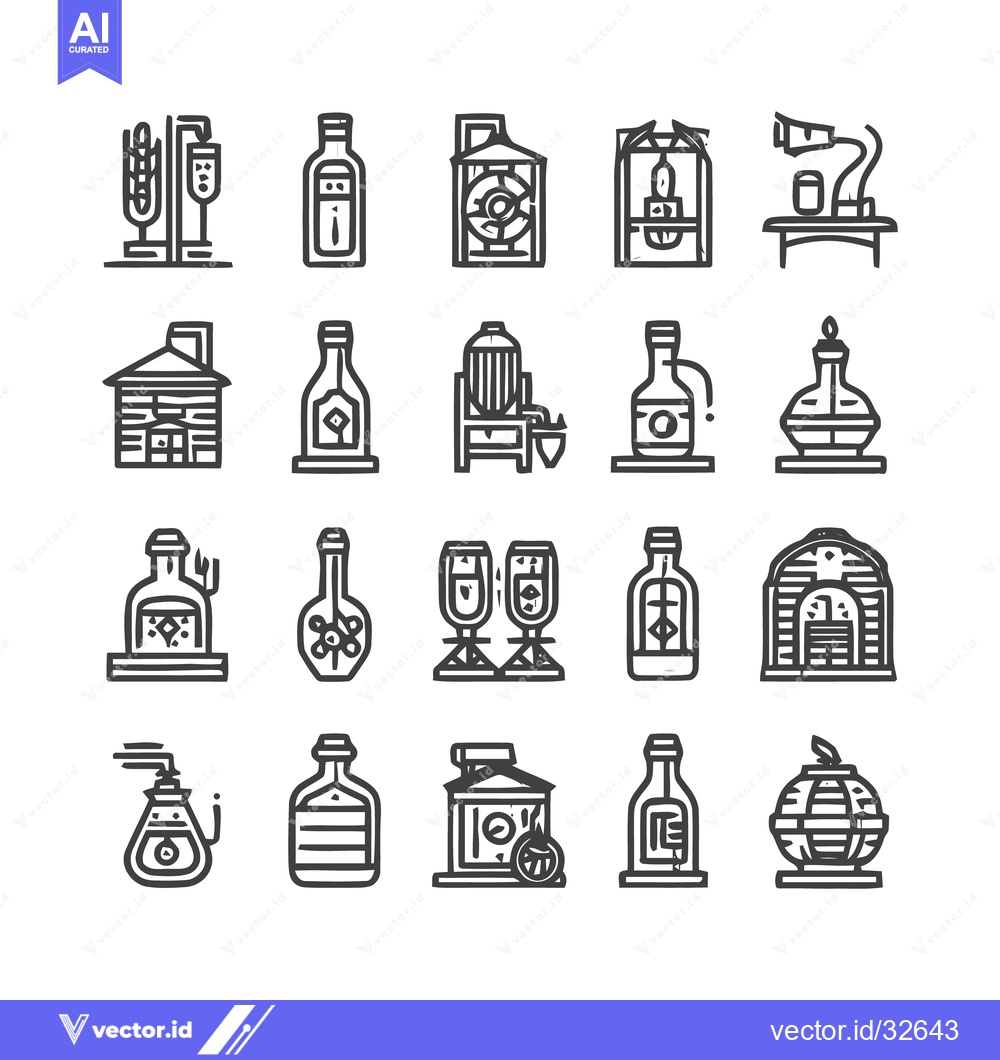 Premium Vector of Collection of Brewing and Distilling Icons for Design.