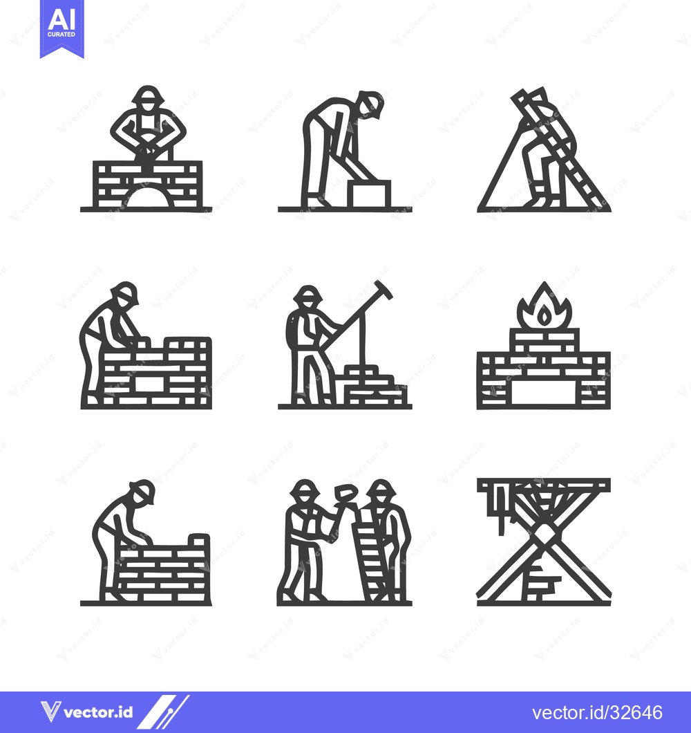 Premium Vector dari Construction workers building structures with bricks and tools in vari