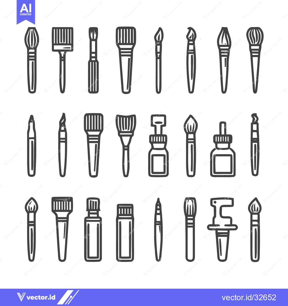 Premium Vector dari Artistic Brushes and Tools - A Comprehensive Collection of Art Supplie