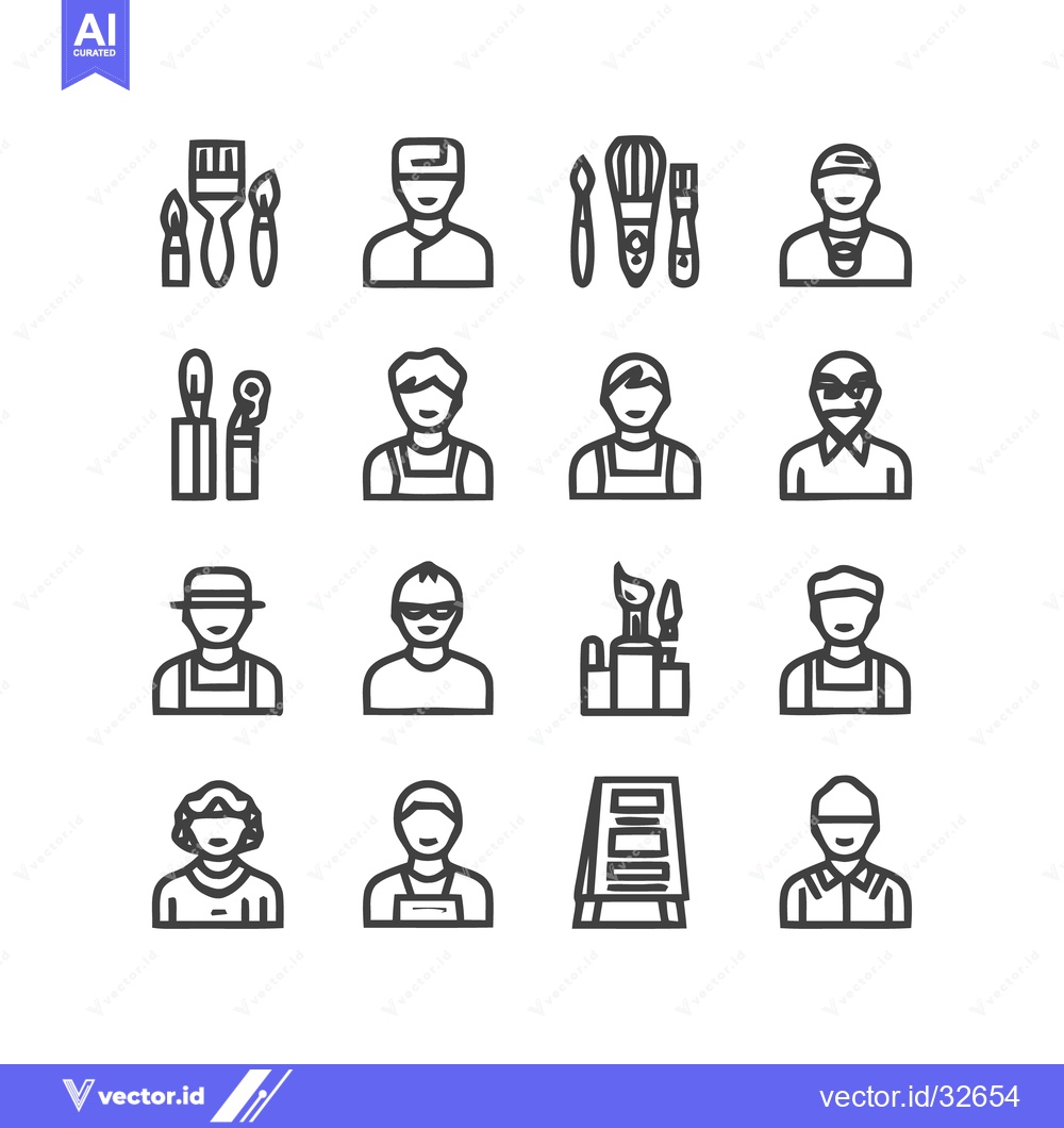 Premium Vector dari Artistic Professions - A Collection of Iconographic Representations.