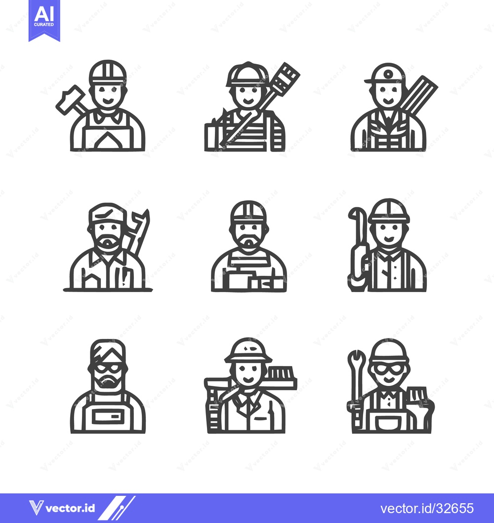 Premium Vector dari Diverse Collection of Construction Workers and Professionals in Variou