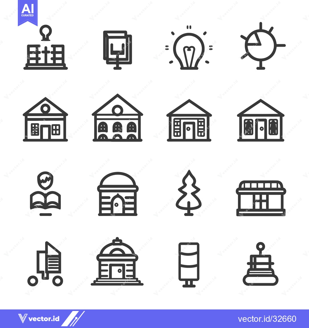 Premium Vector of Collection of Building and Architectural Line Icons