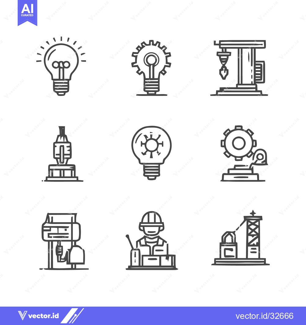Premium Vector dari Collection of industrial and engineering icons for various concepts.