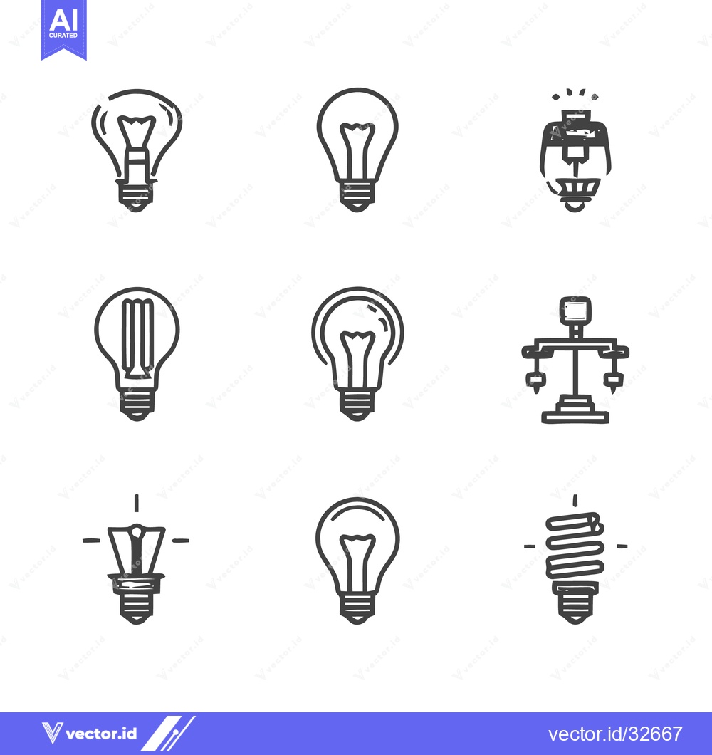 Premium Vector of Collection of various light bulb icons in a minimalist style.