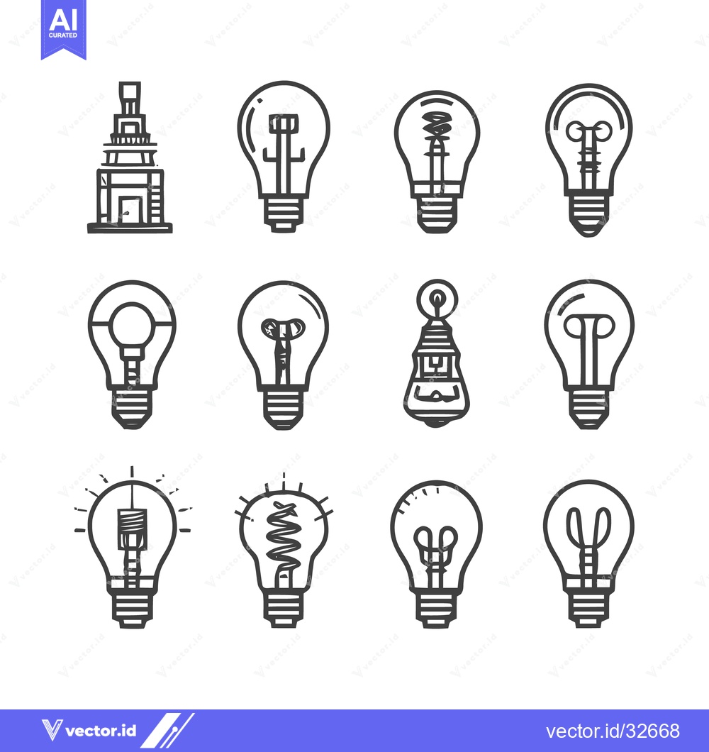 Premium Vector of Collection of various light bulbs in different designs and styles.
