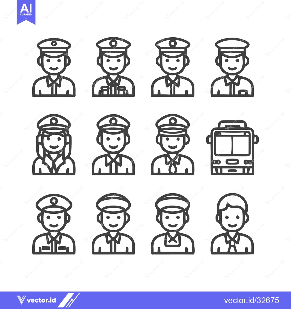 Premium Vector dari Bus Driver and Passenger Icons - Transportation and People.