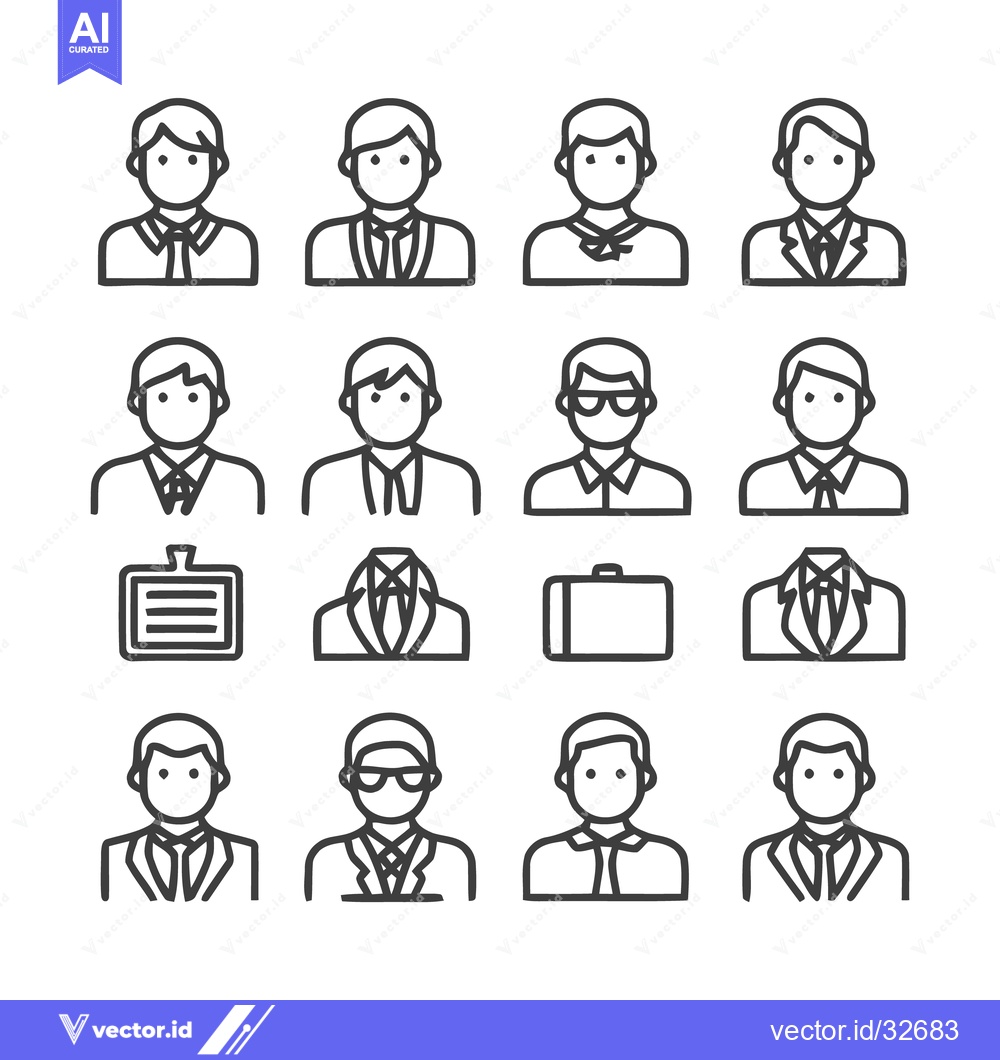 Premium Vector of Business Icons - A Collection of Professional Avatars and Symbols.